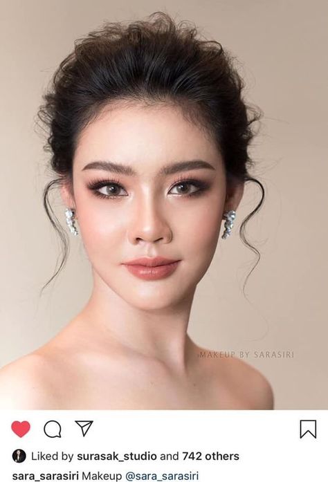 Makeup For Asian Woman, Prom Makeup Asian Eyes, Bride Makeup Asian Eyes, Thai Bride Makeup, Wedding Makeup For Asian Eyes, Wedding Makeup For Brown Eyes Asian, Bridal Makeup For Asian Women, Filipino Wedding Makeup, Japanese Wedding Makeup