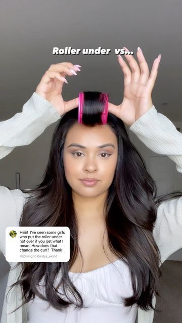 Front Swoop Hair, Curling Bangs With Rollers, Curl Bangs With Roller, How To Train Bangs Forward, Velcro Roller Curtain Bangs, Curtain Bangs Velcro Rollers, Velcro Rollers Bangs, How To Use Hair Rollers For Bangs, Hair Roller Curtain Bangs