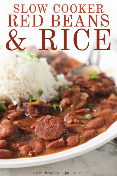 Easy Red Beans And Rice Recipe, Louisiana Red Beans And Rice, Red Beans And Rice Recipe Crockpot, Easy Red Beans And Rice, Louisiana Red Beans, Red Beans And Rice Recipe Easy, Slow Cooker Red Beans, Red Beans Recipe, Red Beans And Rice Recipe