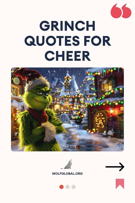 Promotional image featuring the Grinch with "Grinch Quotes for Cheer" text and festive background.
A mobile screen displaying positive Christmas-themed phrases with checkmarks and emojis.
Woman with laptop surrounded by social media icons advertising Instagram engagement on wolfglobal.org. Grinch Quotes Funny, Grinch Sayings Quotes Funny, Grinch Quotes Christmas, Grinch Movie Quotes, Grinch Heart, Elf Quotes, Grinch Quotes, The Grinch Movie, Hate Christmas