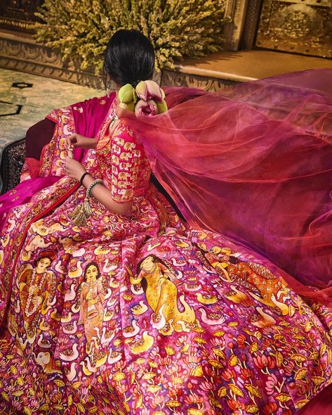 ‘Painted 16 hours daily for a month like a sadhu’: Artist Jayasri Burman on creating Radhika Merchant’s hand-painted lehenga for her wedding with Anant Ambani Mythical Aesthetic, Painted Lehenga, Radhika Merchant, Anant Ambani, Celebrity Wedding Photos, Anamika Khanna, Pink Lehenga, Breathtaking Wedding, Indian Artist