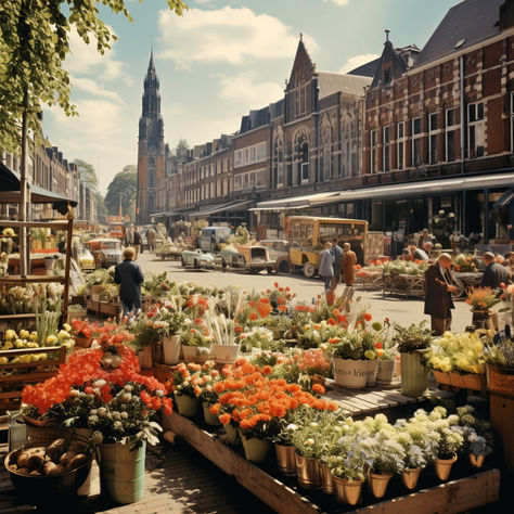 📸🌸 Take a digital stroll through history with our AI-generated picture of Amsterdam's Flower Market in the 1960s! This retro vintage photo captures the essence of a bygone era, bringing the vibrant and bustling atmosphere of the market to life. reetro.de #VintageAmsterdam #AIart #1960sNostalgia #RetroPhotography #FlowerMarket #VintageStyle #DutchHeritage #RetroDecor #DigitalArt #InstaRetro #AmsterdamFlowers #PastMeetsPresent Netherlands Aesthetic Vintage, Amsterdam Aesthetic Vintage, Amsterdam Market, Amsterdam Flower Market, Oc Stuff, Retro Photography, Bygone Era, Retro Decor, Vintage Photo