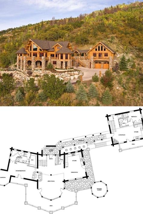 Big House With Floor Plan, Log Cabin Blueprints Home Plans, Log House Plans 4 Bedroom, 8 Bedroom Mansion Floor Plans, Log Mansion Floor Plans, House Plans Mountain Home, 6 Bedroom Cabin Floor Plans, Luxury Mountain House Plans, 5 Bedroom Log Cabin Floor Plans