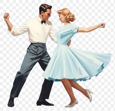 Couple Dance Photo, Swing Dance Aesthetic, 1950s Dance, Retro Dancing, Aesthetic Pngs, Couple Dancing Aesthetic, Dance Png, Dance Illustration, Dancing Clipart