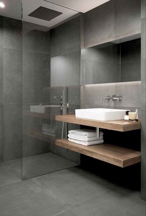 Professional Bathroom, Makeover Kamar Mandi, Grey Bathroom Tiles, White Bathroom Tiles, Bathroom Inspiration Modern, House Organisation, Bathroom Design Decor, 아파트 인테리어, Bathroom Design Luxury