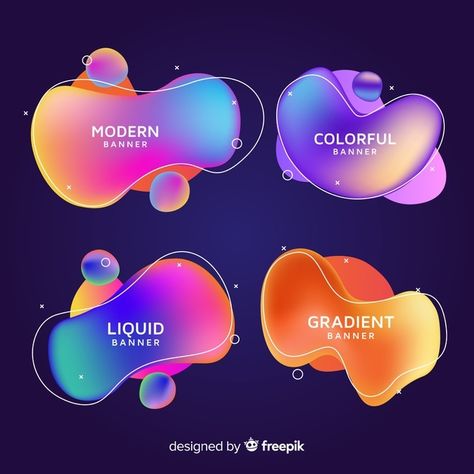 Abstract liquid shapes banners Free Vect... | Free Vector #Freepik #freevector #banner #abstract #template #geometric 3d Tipografi, Gradient Color Design, Abstract Liquid, Banner Web, Color Design Inspiration, Color Palette Challenge, Innovative Ideas, Color Palette Design, Graphic Design Tips