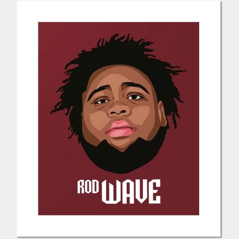 This is a cartoon of the big head of Rod Wave displayed on various types of print media such as t-shirts, stickers, mugs, etc. Rod Wave Cartoon Art, Rod Wave Painting, Rod Wave Cartoon, Big Head Cartoon, Head Cartoon, Rod Wave, Wave Poster, Cute Canvas Paintings, Wave Painting