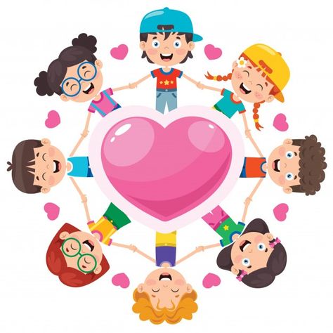 Group of funny children playing around h... | Premium Vector #Freepik #vector #heart #children #character #cartoon Yoga For Kids, Funny Children, School Art Activities, Teacher Cartoon, Preschool Classroom Decor, School Frame, First Fathers Day Gifts, Children Playing, Kids Clipart