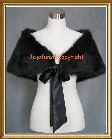 Fur Shoulder Wrap, Geeky Clothes, Evening Wrap, Wedding Shrug, Evening Wraps, Wedding Jacket, Wrap Shawl, Black Faux Fur, Women's Coats & Jackets