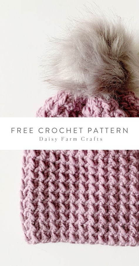 Free Pattern Crochet Hats, Crochet Hat Patterns For Women Free, Dk Crochet Beanie Free Pattern, Crochet Beanie Stitches, Free Crochet Hats Patterns, Hairstyles Crochet, Daisy Farm Crafts, Crochet Purple, Daisy Farm