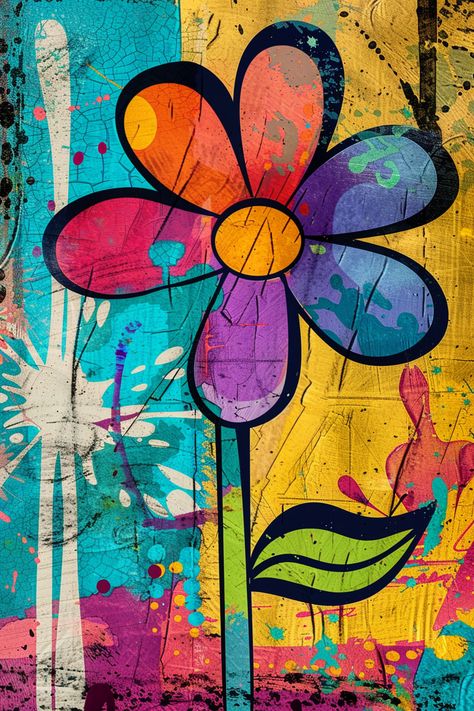 #ColorfulVintageGraffiti #FlowerPrint #BoldModernArt #2:3 #TheCandie Graffiti Flowers Art, Graffiti Artwork Inspiration, Flower Graffiti, Pop Art Flowers, Vintage Graffiti, Graffiti Flowers, Inspirational Digital Art, Graff Art, Graffiti Artwork