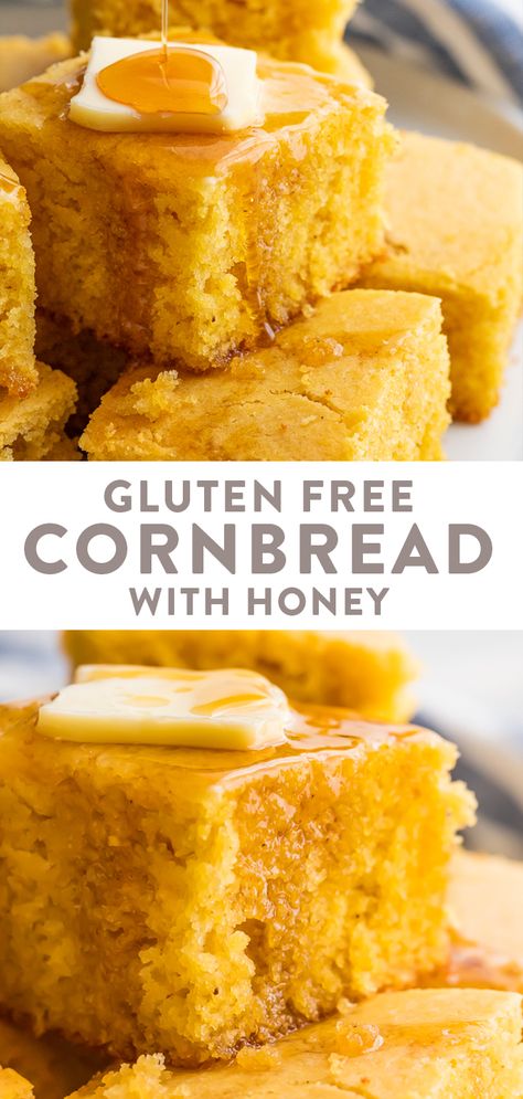 Cornbread With Honey, Gluten Free Cornbread Recipe, Healthy Cornbread, Savory Baking, Gluten Free Cornbread, Pain Sans Gluten, Postre Keto, Sweet Cornbread, Cornbread Recipe