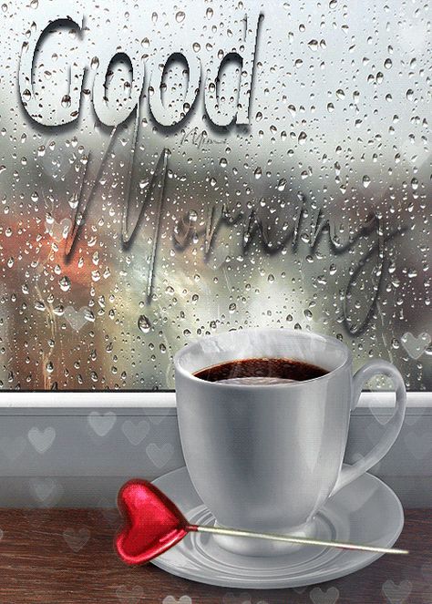 Good Morning Rain, Gif Café, Rainy Good Morning, Beautiful Morning Pictures, Good Morning Rainy Day, Good Morning Winter, Images Emoji, Latest Good Morning, Good Morning Coffee Gif