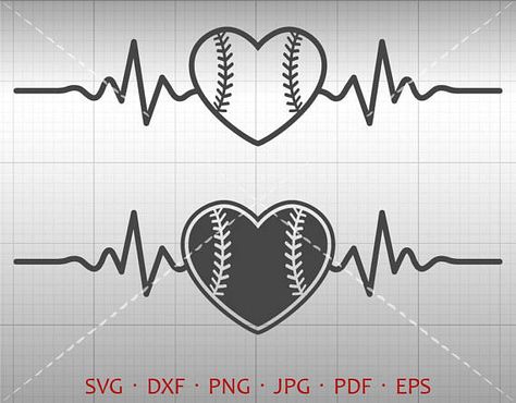 Heartbeat Baseball Heart SVG, EKG Baseball Svg, Clipart DXF Silhouette Cricut Cut Files Commercial U Small Baseball Tattoo For Women, Womens Baseball Tattoos, Baseball Related Tattoos, Baseball Stitches Tattoo, Softball Tattoos, Ekg Tattoo, Baseball Heart Svg, Softball Bracelet, Baseball Tattoos