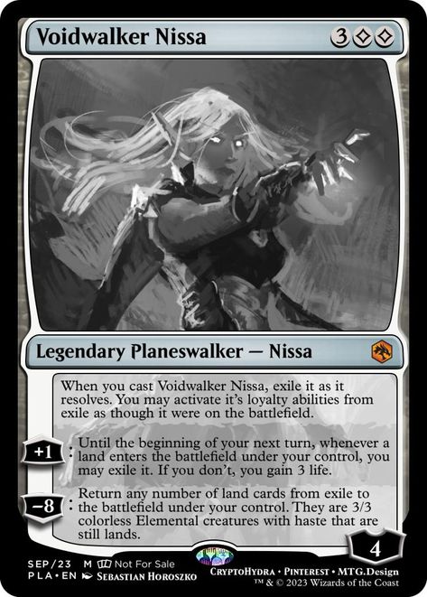 Please let me know what you think. I appreciate feedback! Voidwalker Nissa — Legendary Planeswalker — Nissa — Magic: the Gathering — MtG — Concept Card Mtg Planeswalkers, Magic The Gathering Planeswalker, Magic The Gathering Cards, Magic Cards, Legendary Creature, Playing Card, Magic The Gathering, The Gathering, Battlefield