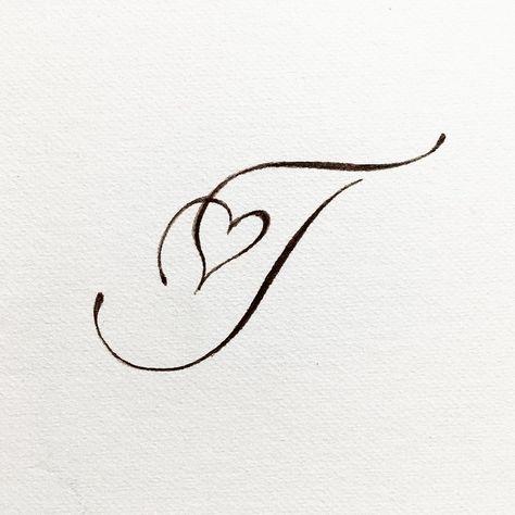 T Cursive Letter, Cursive J With Heart, J And K Tattoo, Letter T Tattoos Initials, T With Heart Tattoo, J Alphabet Design Letters, T In Cursive, T Initial Tattoo, J In Cursive