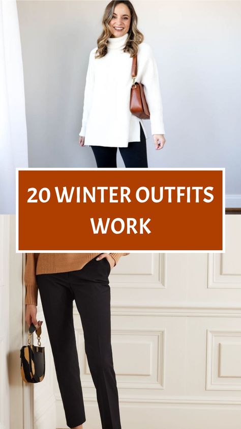 Elevate your office style this winter with our chic and classy workwear pieces. Stay cozy and sophisticated with our range of tailored blazers, elegant knitwear, and more. Dress to impress during the colder months and command attention with your polished and professional look. Upgrade your winter wardrobe for ultimate style at work! Winter Casual Business Outfits, Winter Business Casual Outfits For Women Over 40, Work Outfits Women Turtleneck, Winter Business Trip Outfits, 2024 Winter Business Casual, What To Wear To The Office Winter, Work Outfits Women Jeans Winter, Business Casual Outfits For Women With Boots, 2024 Winter Work Outfits