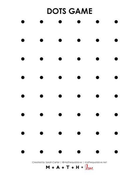 Dot Game Printable, Dots And Boxes Game Free Printable, Pencil And Paper Games, Daycare Games, Dots And Boxes, Preschool Activities Printable, Brain Challenge, Pen And Paper Games, Dots Game