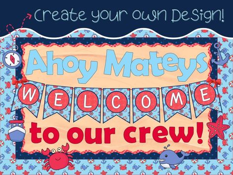 Nautical Bulletin Boards, Letter Borders, Diy Party Banner, Nautical Classroom, Nautical Colors, Classroom Board, Bulletin Board Sets, Year 5, Classroom Printables