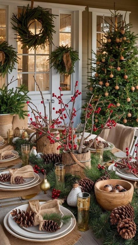 Rustic Christmas Kitchen Decor Ideas, Natal Country, Christmas Woodland, Season Decor, Cozy Christmas Decor, Cabin Christmas, Colonial Christmas, Country Christmas Decorations, Christmas Decor Inspiration