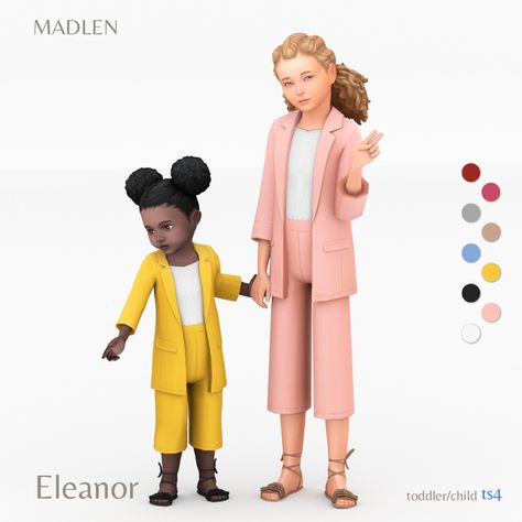 Eleanor Outfit | Madlen on Patreon Sims 4 Kids Cc, Toddler Cc Sims 4, Sims 4 Toddler Clothes, Kids Maxi, Die Sims 4, Sims 4 Traits, Sims 4 Cc Kids Clothing, Pelo Sims, Sims 4 Children