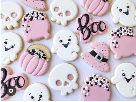 Boo Im 2 Cookies, Happy Booday Cookies, Boo I’m 2 Cookies, Skull Cookies Halloween, Spooky One Cookies Decorated, Boo I’m Two Cookies, Spooky One Birthday Cookies, Cute Ghost Cookies Decorated, Halloween Baby Shower Cookies Girl