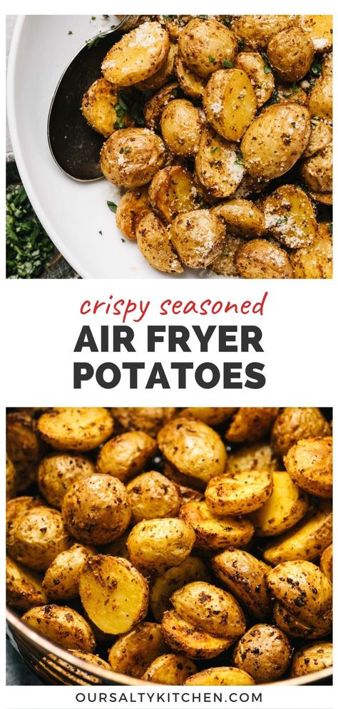 Crispy Potatoes In Oven, Rosemary Garlic Potatoes, Gold Potato Recipes, Air Fryer Roast, Air Fryer Potatoes, Baby Potato Recipes, Tiny Potato, Garlic Parmesan Potatoes, Parmesan Roasted Potatoes