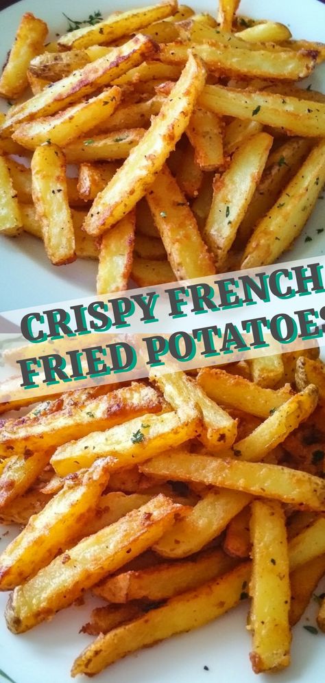 Crispy Homemade French Fried Potatoes: A timeless classic side dish or snack that will have everyone reaching for seconds. 

#homemadehappiness #crispygoodness #snacktimefun Air Fryer Fresh French Fries Crispy, French Fried Potatoes In Air Fryer, Better Than French Fries Potatoes, Homemade Red Potato Fries, Homemade French Fry Recipe, Homemade Fry Recipe, Russet Potato French Fries, Homemade Oven French Fries, Homemade French Fries Oven