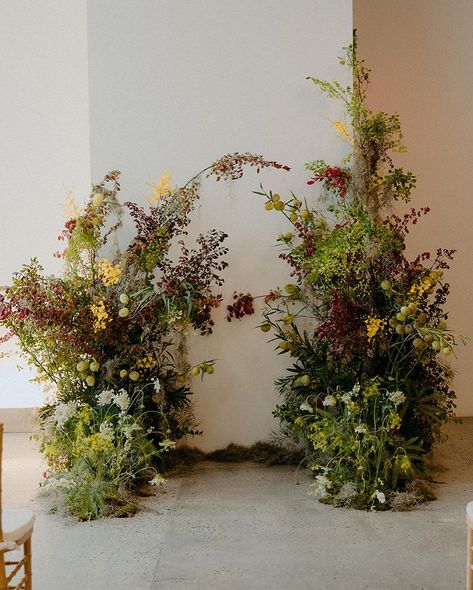 we’re so proud of how this concept came to life for our newlyweds at the new @shellsloft space in fort greene 🌱🤩 photos by… | Instagram Plant Installation, Flower Wall Wedding, Wedding Reception Flowers, Grass Wedding, Flower Installation, Floral Design Studio, Ceremony Arch, Ceremony Flowers, Floral Arch