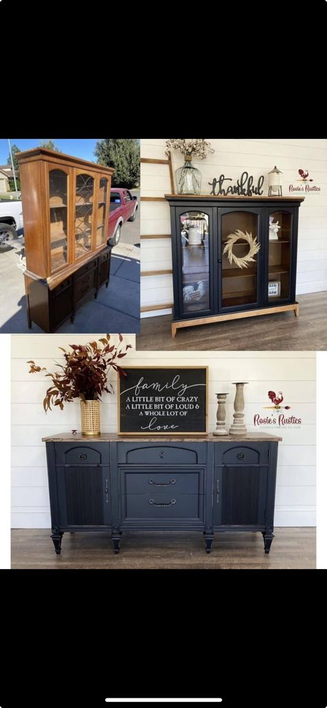 China Cabinet Makeover, Furniture Makeover Inspiration, Refinishing Furniture Diy, Convertible Furniture, Diy Apartment Furniture, Furniture Small Spaces, Diy Furniture Renovation, Furniture Rehab, Furniture Renovation