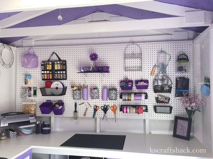 tool shed to craft room, craft rooms, crafts, organizing, outdoor living, repurposing upcycling, storage ideas, Peg board storage wall Organisation, Craft Shed Ideas, She Shed Craft Room, Peg Boards, Shed Office, Small Craft Rooms, Shed Interior, Craft Shed, Shed Organization