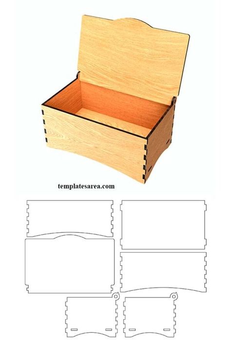 Free Laser-Cut Wooden Box Plan Files Mdf Box Design Ideas, Box Svg Free Patterns, Wooden Boxes Ideas, Cute Box Template, Laser Cut Box Design, Free Laser Cut Files Svg, Laser Cut Design, Box Design Ideas, Laser Cut Templates