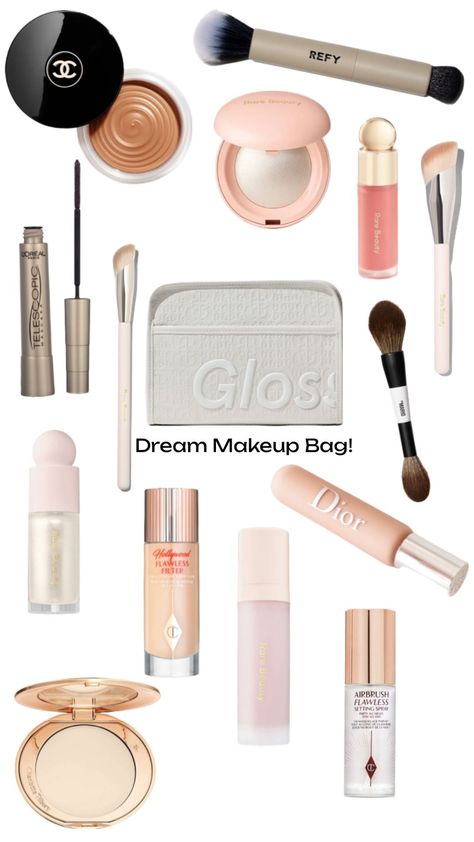 My Dream Makeup Bag, Clean Girl Makeup Products, Makeup Routines, Clean Girl Makeup, Preppy Makeup, Dream Makeup, Makeup Bag Essentials, Natural Glowy Makeup, Makeup Is Life