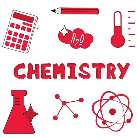 Red Chemistry Subject Sticker Pack. Perfect gift for anyone heading back to College!  Check out my portfolio for all the individual subject versions as I roll them out. Calculator, pencil, thermometer, H20, molecule, atoms and beaker. • Millions of unique designs by independent artists. Find your thing. Chemistry Letter Design, Chemistry Practical File Cover, Subject Design Notebook Science, Chemistry Binder Cover, Aesthetic Printable Journal Stickers Science, Chemistry Stickers Printable, Chemistry Subject, Chemistry Posters, School Binder Covers