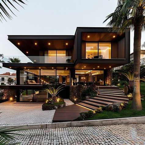 House Aesthetics Exterior, Modern Dream House Exterior, Modern Penthouse Exterior, Houses Modern Exterior, Luxury Homes Dream Houses Modern, Penthouse Outside, Luxury Modern Homes Exterior, Home Outside Design, Modern House Aesthetic