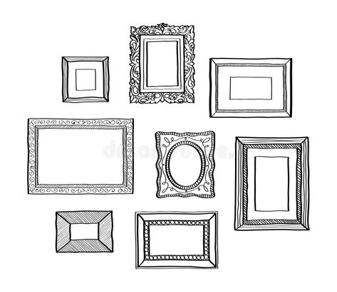 Cute Photo Frames, Doodle Pictures, Doodle Frame, Doodle Frames, School Murals, Vintage Photo Frames, Drawing Frames, Photo Frame Design, Doodle Style