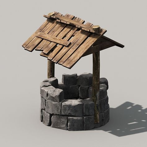 Grpahic Design, Well Ideas, 3d Modeling Tutorial, Low Poly Art, 3d Modelle, Social Media Services, Water Well, 3d Modelling, Environment Concept Art