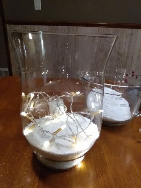 Creating a Stunning Center Piece Using Epsom Salts | Hometalk Lantern Christmas Decor, Pottery Barn Christmas, Glass Vase Decor, Early Evening, Salt And Light, Small Wreaths, Hanging Stockings, Elegant Centerpieces, Christmas Tablescapes