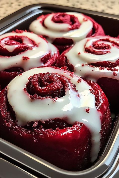 Red Velvet Cinnamon Rolls Recipe, Red Velvet Cinnamon Rolls, Red Velvet Roll Recipe Cake Mixes, Red Velvet Cinnamon Rolls From Scratch, Red Velvet Cake Mix Cinnamon Rolls, Rapid Rise Yeast Cinnamon Rolls, Rolls Recipe Easy, Easy Cinnamon Rolls Recipe, Cinnamon Rolls From Scratch