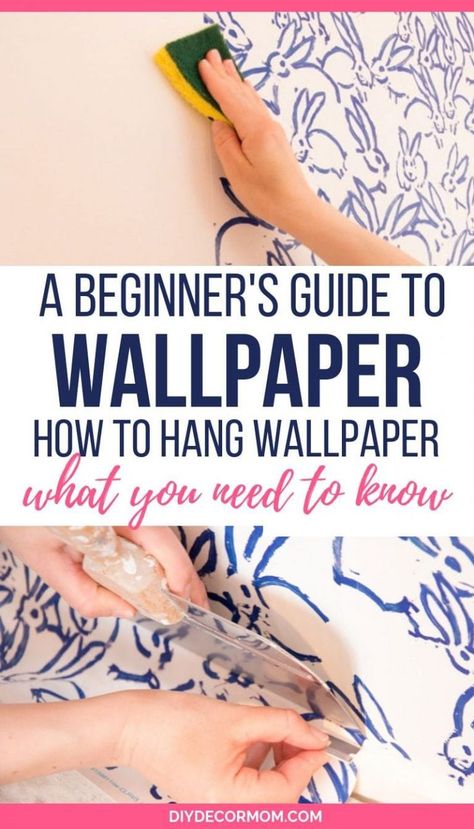 Hanging Wallpaper, Wallpaper Tutorial, How To Wallpaper, Wallpapering Tips, Hang Wallpaper, Guest Bedroom Design, How To Hang Wallpaper, How To Install Wallpaper, Diy Wallpaper