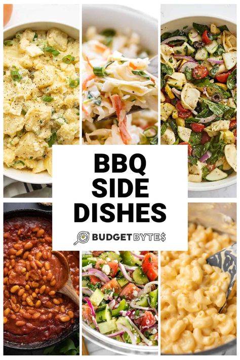 Bbq Sides Dishes, Easy Bbq Sides, Easy Bbq Side Dishes, Easy Homemade Cornbread, Broccoli Pasta Salads, Southern Style Potato Salad, Vegetable Pasta Salads, Bbq Cookout, Homemade Baked Beans