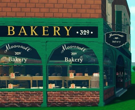 Bloxburg Shake Shack Decals, Nyc Bakery Exterior, Bloxburg Corner Shop, Bloxburg Road Sign Decal Codes, Bloxburg Store Ideas Exterior, Bookstore Decals Bloxburg, Bloxburg City Shops, Bloxburg Bus Stop Decals, Bloxburg Town Stores