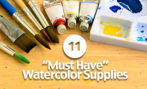 11 Must Have Watercolor Supplies Watercolour Tips, Watercolor Supplies, Watercolor Quote, Watercolor Tips, Watercolor Lettering, Watercolor Palette, Diy Watercolor, Art Courses, Paint Supplies