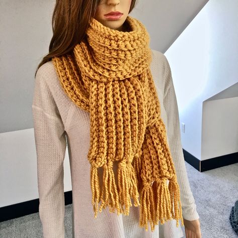 Homemade Scarves, Mustard Scarf, Chunky Knit Scarf, Hand Knit Blanket, Chunky Knit Scarves, Chunky Scarf, Chunky Scarves, Scarf Crochet, Handmade Scarves