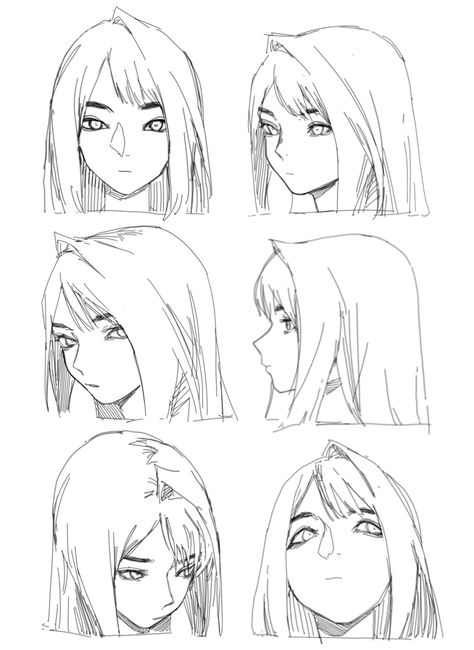 Female Face Angles Drawing, Female Face Reference Drawing, Anime Head Reference, Poses Head, Manga Face, Hair Practice, List Of Anime, Face Practice, Features Reference