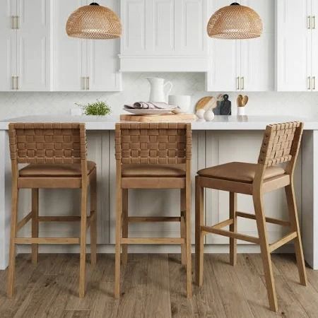 bar stool set - Google Shopping Cozy Eat In Kitchen, Barstools In Kitchen With Backs, Woven Bar Stools, Bookshelf Table, Dresser With Tv, Mediterranean Interior, Coffee Table Desk, Saddle Seat, Bookshelf Desk