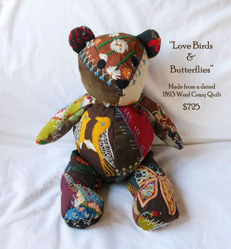 Patchwork Bear, Memory Bears Pattern, Teddy Bear Sewing Pattern, Birthday Bear, Mountain Quilts, Keepsake Bear, Teddy Bear Clothes, Bear Quilts, Crazy Patchwork