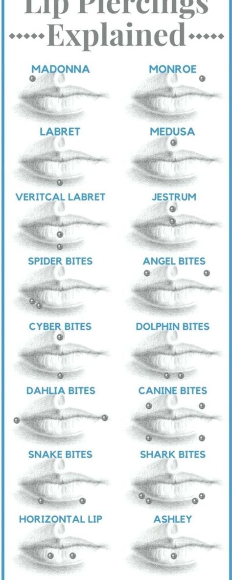 body piercing kinds knew Learn Lip Piercings www Who knew there were so many different kinds of lip piercingsLearn more atwwwWho knew there were so many different kinds of lip piercingsLearn more at: Canine Bites Piercing, Snake Bite Piercing, Spider Bite Piercing, Piercing Chart, Lip Piercings, Spider Bites, Pretty Ear Piercings, Face Piercings, Cool Piercings