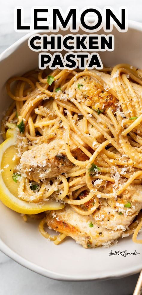 Grilled Chicken Pasta Recipes, Lemon Butter Chicken Pasta, Lemon Pepper Chicken Pasta, Lemon Garlic Chicken Pasta, Chicken Breast Pasta, Easy Lemon Chicken, Lemon Pasta Recipes, Grilled Chicken Pasta, Garlic Chicken Pasta