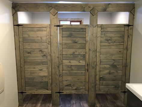 Venue Bathroom Ideas, Bathroom Stall Doors, Restroom Ideas, Bathroom Stalls, Barn Bathroom, House Flipper, Bathroom Stall, House Flippers, Restroom Design